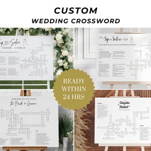 Custom Wedding Crossword Puzzle: Sip & Solve Game (PDF)