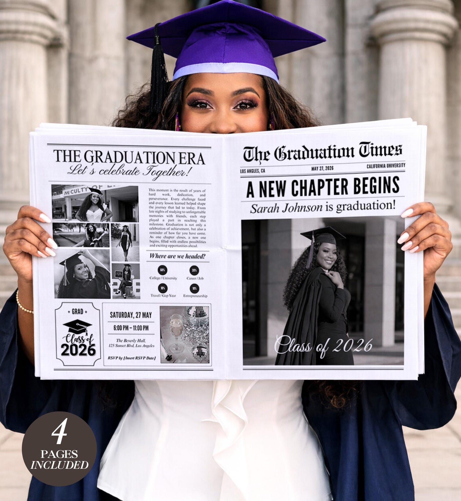 Graduation Media Guide Graduation Newspaper Announcement Template, Editable Canva Senior ...