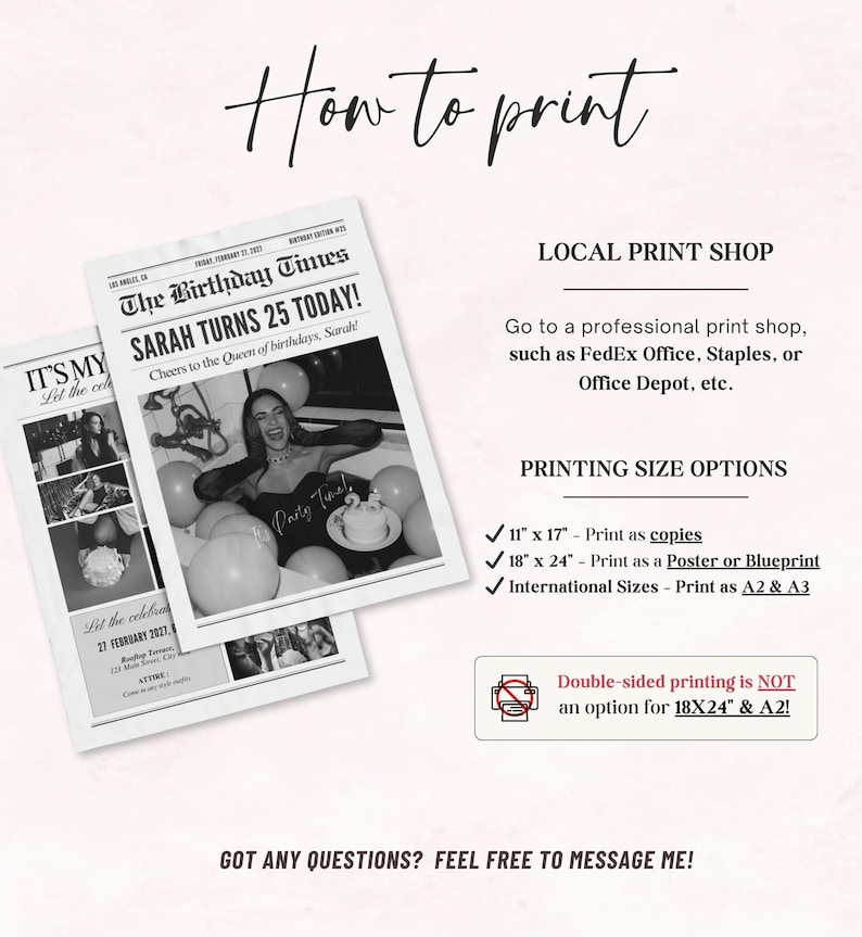Mall för födelsedagstidning, Canvasmall, inbjudningsfest, redigerbar stor tidning, (digital nedladdning) bild 10