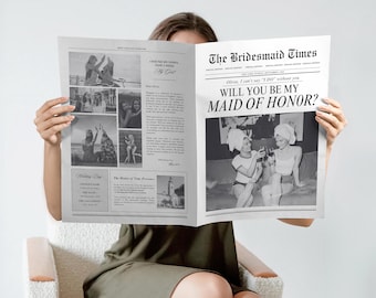 Modello di giornale per la proposta di matrimonio della damigella d&#39;onore: bouquet da damigella d&#39;onore modificabile su Canva (download digitale)
