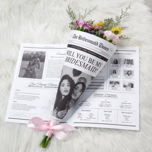 Envoltório de flores para proposta de dama de honra, Envoltório de buquê de flores para dama de honra, Modelo canva editável, Cartão de proposta de dama de honra, Você será meu