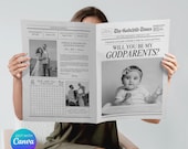 Godparent Proposal Newspaper Template: Will You Be My Godmother/Godfather Card (Digital Download)