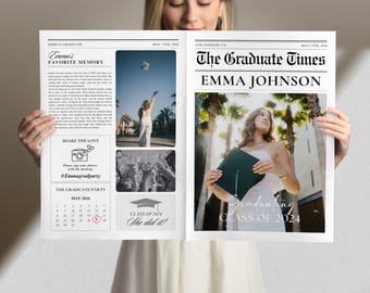 Graduation Newspaper Template: Editable Grad Party Keepsake (Digital Download)