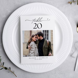 Photo Table Numbers Wedding, Editable Wedding Table Numbers with photo, Reception Table Numbers ,5x7, 4x6, Table number Wedding Sign Photo.