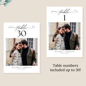 Photo Table Numbers Wedding, Editable Wedding Table Numbers with photo, Reception Table Numbers ,5x7, 4x6, Table number Wedding Sign Photo.