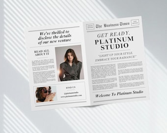 Editable Business Announcement Newspaper Template (Digital Download)