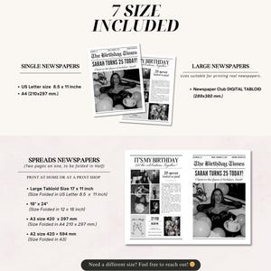 Birthday Newspaper canva Template, Invitation Party, Editable large Newspaper, (Digital Download)