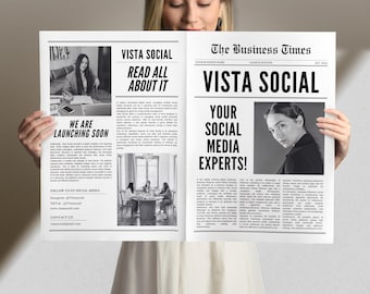 Canva Business Newspaper Template: Editable Announcement (PDF)