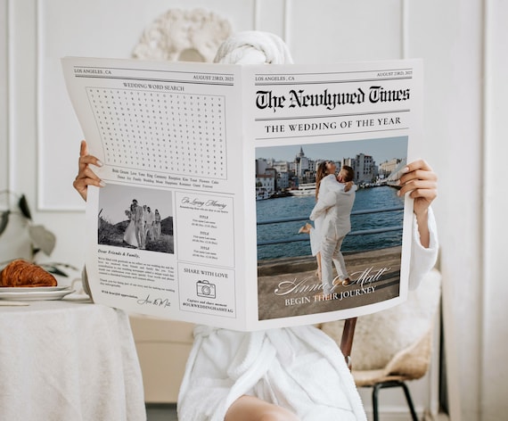 Wedding Newspaper Template: Editable Canva Itinerary (Digital Download)