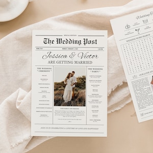 Wedding Newspaper Template: Editable Canva Itinerary (Digital Download)