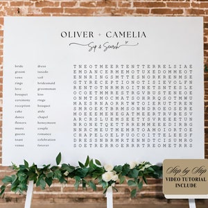 Custom Word Search Wedding Template,Personalized Puzzle,Sip and Solve wedding game Word Search Bridal shower Giant Word Search welcome sign