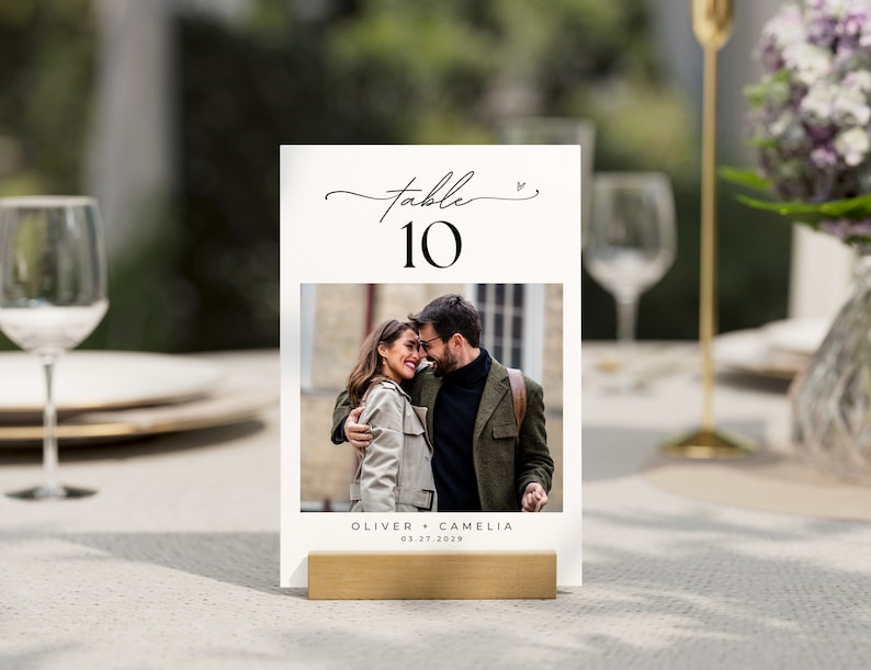 Photo Table Numbers Wedding, Editable Wedding Table Numbers with photo, Reception Table Numbers ,5x7, 4x6, Table number Wedding Sign Photo.