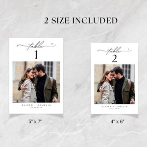 Photo Table Numbers Wedding, Editable Wedding Table Numbers with photo, Reception Table Numbers ,5x7, 4x6, Table number Wedding Sign Photo.
