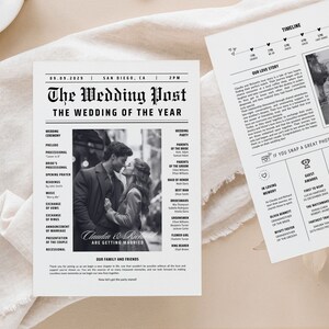 Wedding Newspaper Template: Editable Canva Itinerary (Digital Download)
