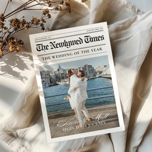Newspaper Wedding Program Canva Template, Editable Wedding Newspaper Program, Large Newspaper, Wedding day itinerary timeline, welcome bags