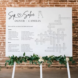 Custom Crossword Puzzle Wedding Template,Personalized Puzzle,Sip and Solve wedding game Crossword Bridal shower Giant crossword welcome sign