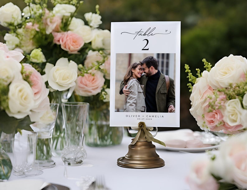 Photo Table Numbers Wedding, Editable Wedding Table Numbers with photo, Reception Table Numbers ,5x7, 4x6, Table number Wedding Sign Photo.
