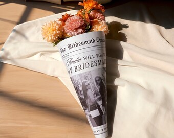 Bridesmaid Proposal Newspaper Template Bouquet, Bridesmaid Bouquet Flower Wrap,Editable canva Bridesmaid Newspaper, Bridesmaid Proposal card