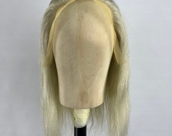 Hand Made Human Hair Real Wig On Lace , Toupee Clips , Real Hair
