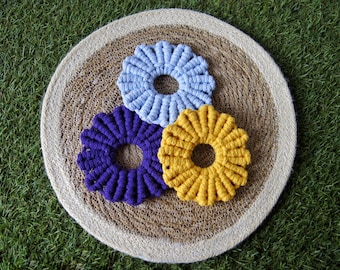 Posavasos "Hana" de Macramé / Macrame Coasters / Flores / Decoración / Hogar / Regalo / Home / Gift