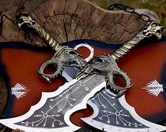 God of War Blades of Chaos Metal God of War Blades of Chaos Sword Twin Blades and Axe Cosplay Gift Idea Christmas Gift for Husband