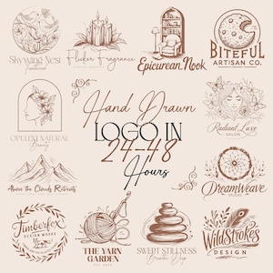 Custom Hand Drawn Logo Design, Custom Logo For Business, Handdrawn Logo, Business Logo Design, Botanical Logo, Photography Logo, Stamp Logo