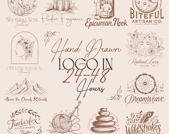Custom Hand Drawn Logo Design, Custom Logo For Business, Handdrawn Logo, Business Logo Design, Botanical Logo, Photography Logo, Stamp Logo