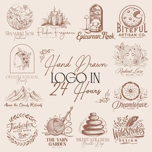 Custom Hand Drawn Logo Design, Custom Logo For Business, Handdrawn Logo, Business Logo Design, Botanical Logo, Photography Logo, Stamp Logo
