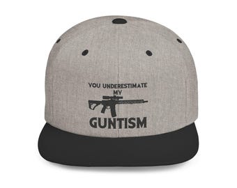 Gorra Snapback de Visera Plana "Subestimas mi Guntismo", Gorra Snapback de Moda, Regalo Divertido para Entusiastas de las Armas, Gorra Genial para Papá, Equipo para Aventuras al Aire Libre