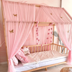Montessori Bett Baldachin, Personalisierter Betthimmel, Baldachin für Hausbett, Himmel Baldachin Zelt, Himmelbett, Kinderbett Bettvorhänge