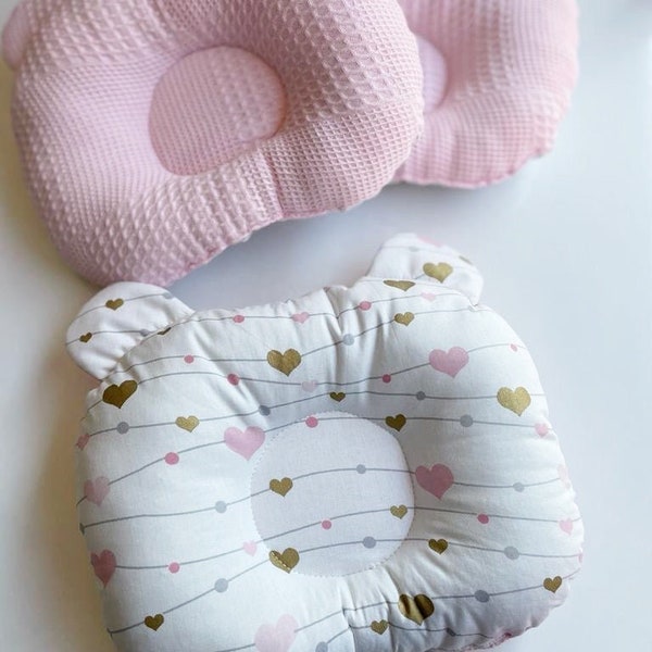 Cuscino per neonati Baby Fancyroom Cuscino ergonomico per neonati con rientranza per la testa per evitare teste piatte, su entrambi i lati, tessuti 100% cotone