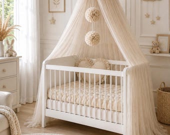 Ciel de lit pour berceau – Ciel de lit en tulle doux – Décoration pour chambre de bébé fille – Ciel de lit princesse – Décoration de chambre d'enfant