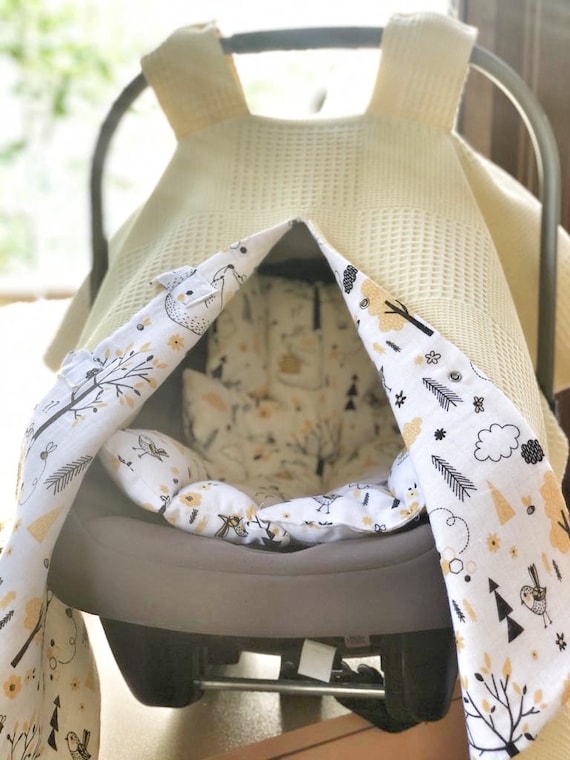 Baby Seat Set 2-layer, Yellow Bears Swaddling Blanket Baby Maxi