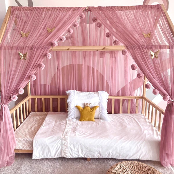 Montessori Bed Canopy, Personalized Bed Canopy, Canopy for House Bed, Canopy Canopy Tent, Four Poster Bed, Cot Bed Curtains