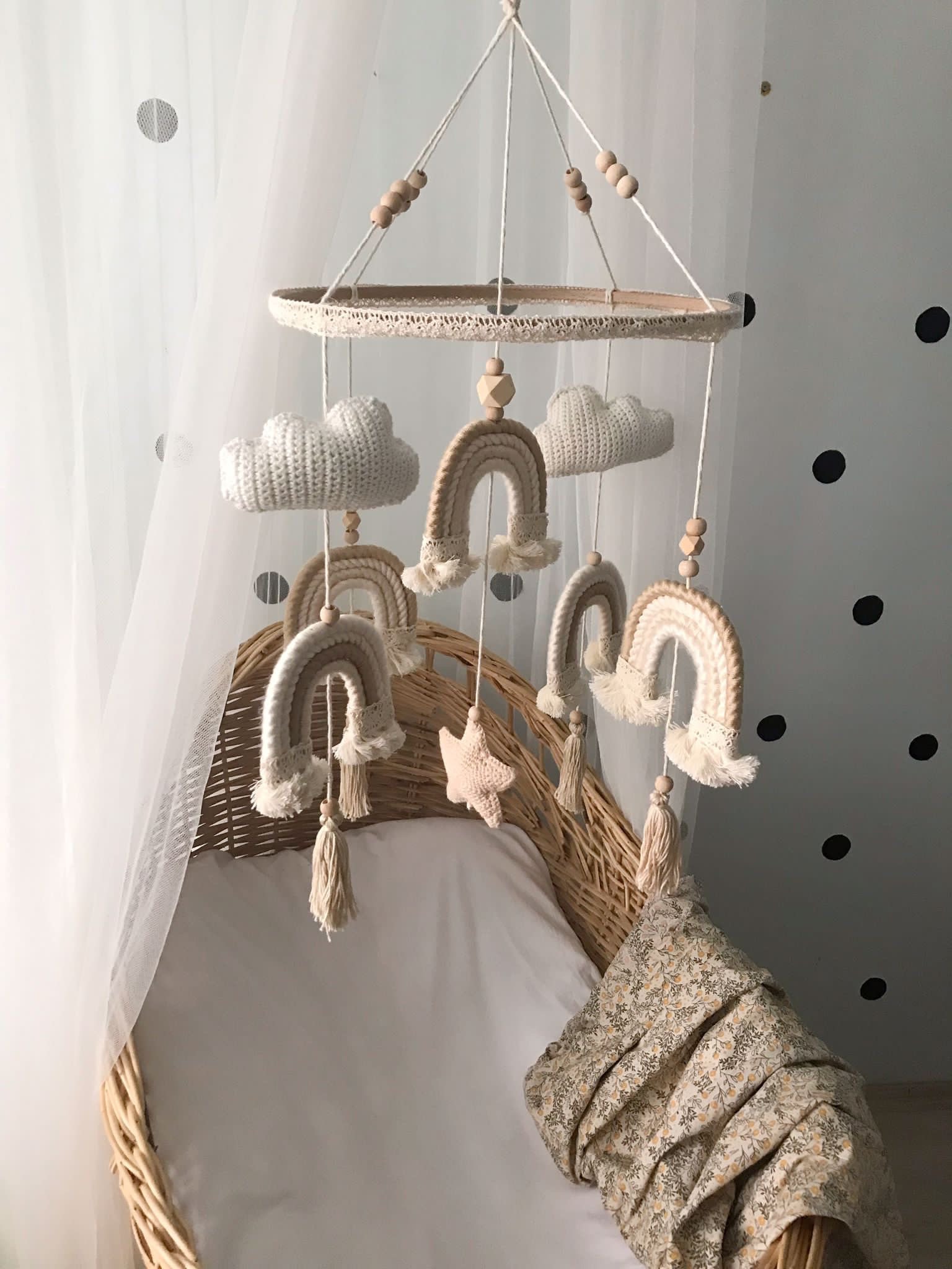 ドローイング『Baby Mobile』 Baby Crib Mobile 3D Nursery Mobile Hanging Rotating Music Box