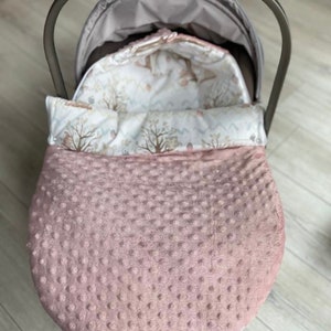 Manta envolvente 2 en 1 para silla de bebé / saco de dormir para bebé Minky Pink Forest Friends