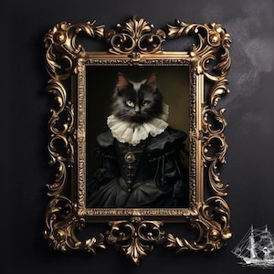 Gothic Black Cat Vintage Poster Print, Home Decor, Victorian