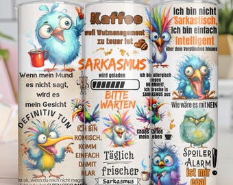 Sarcastic Birds Tumbler Wrap: Funny Coffee Design (PNG Digital Download)