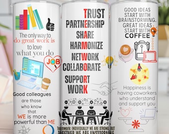 Office Life Tumbler Wrap: Teamwork 20oz Skinny Tumbler Sublimation Design (PNG Digital Download)