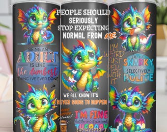 皮肉なドラゴン 20オンス スキニータンブラーデザイン: 面白いコーヒー愛好家 PNG (デジタルダウンロード