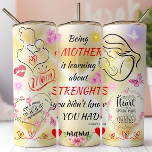 Mother gift Tumbler Wrap, 20oz Skinny Tumbler, Floral Mom Quotes Tumbler Wrap, Mother&#39;s Day Gift Ideas, Gift for mom, mama Tumbler