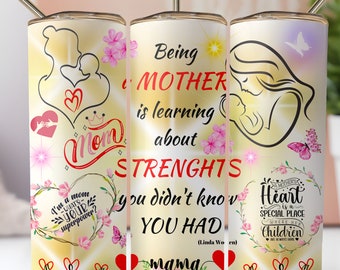 Mother gift Tumbler Wrap, 20oz Skinny Tumbler, Floral Mom Quotes Tumbler Wrap, Mother's Day Gift Ideas, Gift for mom, mama Tumbler