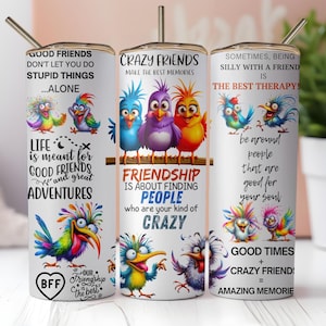Funny Birds Tumbler Wrap PNG: Sarcastic Friendship Quotes (Digital Download)