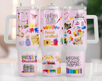 Crafting Therapy 40オンス タンブラーラップ：Crafter Life Design PNG（デジタルダウンロード）
