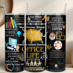 Office Life Tumbler Wrap: Teamwork 20oz Skinny Tumbler Sublimation Design (PNG Digital Download)