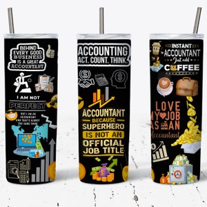 Tumbler gift for Accountant, Tumbler Wrap, 20oz Skinny Tumbler Design, Accountant PNG File Digital Download, Coworker Gift, Seamless Tumbler