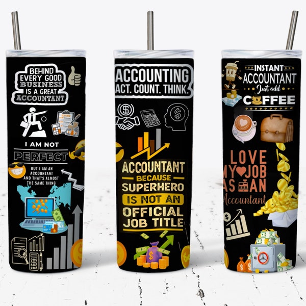 Tumbler gift for Accountant, Tumbler Wrap, 20oz Skinny Tumbler Sublimation Design, Accountant PNG File Digital Download, Coworker Gift