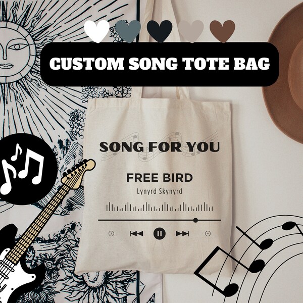 Custom Song Tote Bag, Personalized Tote Bag, Custom Tote Bag, Personalized Gifts, Affordable Gifts, Canvas Tote Bag, Favorite Song Tote Bag