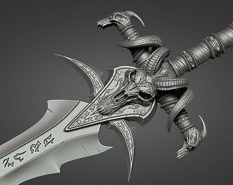 frostmourne sword 3d digital model stl for 3d printing (lichking) (world of warcraft)