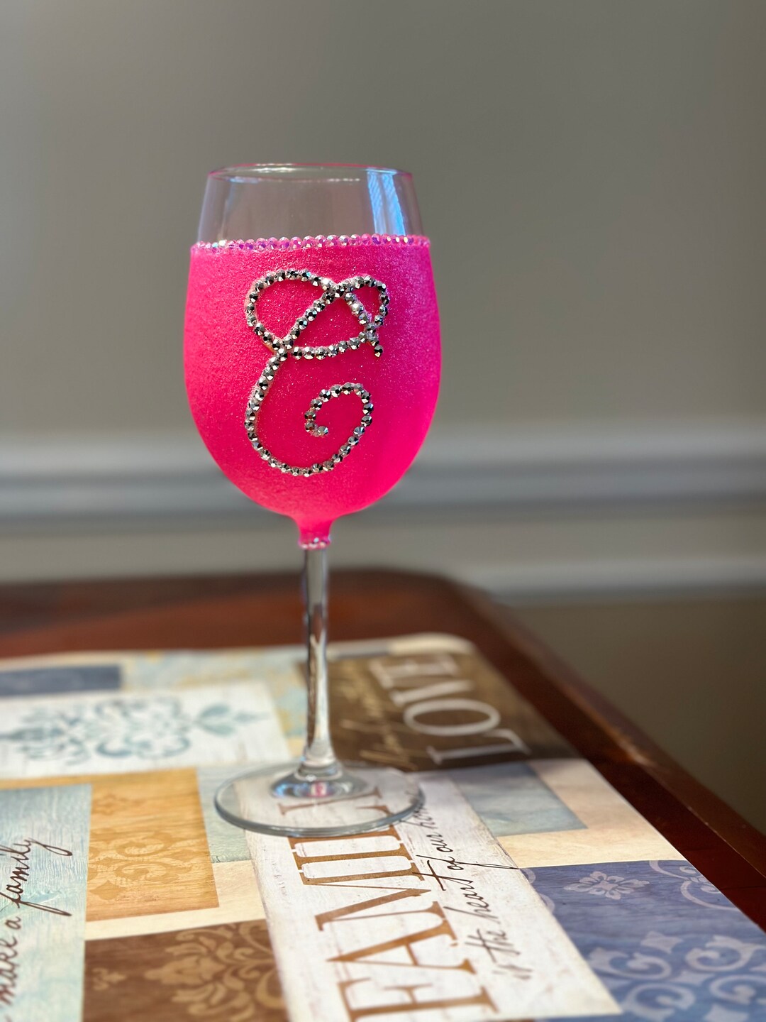 Customized Initial Wine Glass Etsy